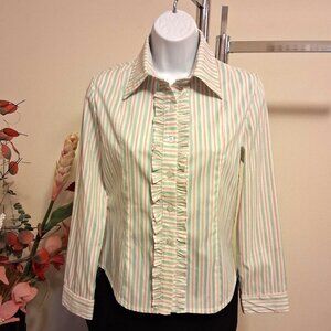 Preowned Women’s Striped Button Down Shirts Blouse Top Long Sleeve Tops 4